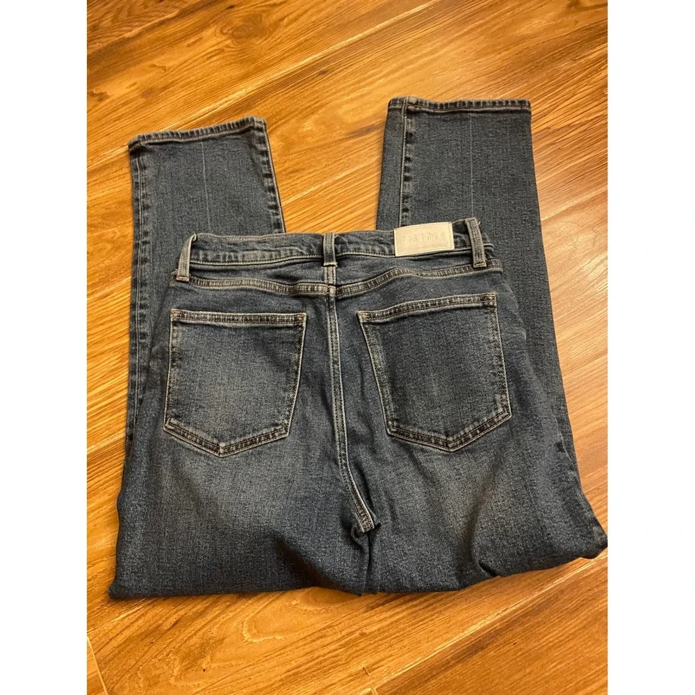 Pistola High Rise Straight Leg Jeans Medium Wash Blue Denim Women Size 28